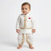 Gold White Dhoti Kurta With Waistcoat