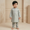 Nawab Grey Self Print Kurta Pajama Set