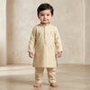 Royal Cream Self Print Kurta Pajama Set