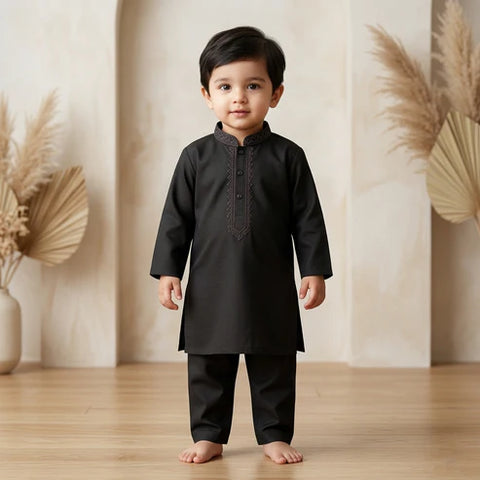 Royal Black Kurta Pajama Set